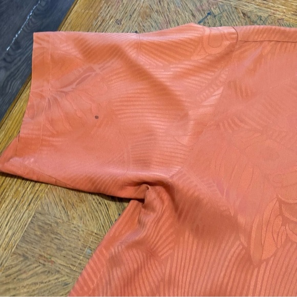 Tommy Bahama Medium Coral Floral Leaf Shape Pattern Hawaiian Tropical 100% Silk - Picture 4 of 9